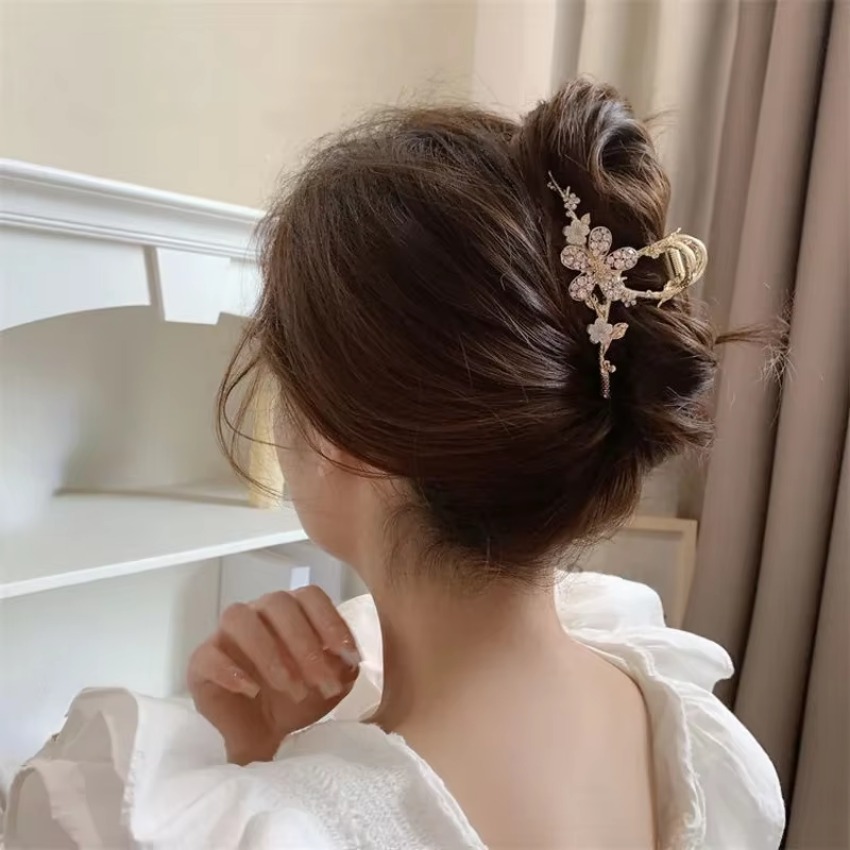 Travel Accessories For Girls - 1개 메탈 헤어 클로 펄 헤어핀