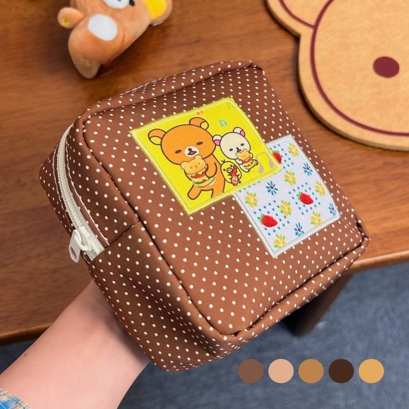 Travel Accessories Pouch - 릴라쿠마 도트 패턴 메이크업 가방 귀여운