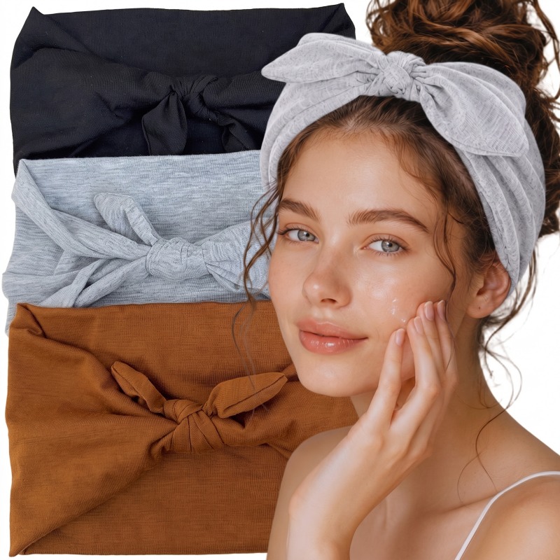 Travel Yoga Accessories - 보우 헤어밴드 와이드 탄성 헤어밴드 여성용