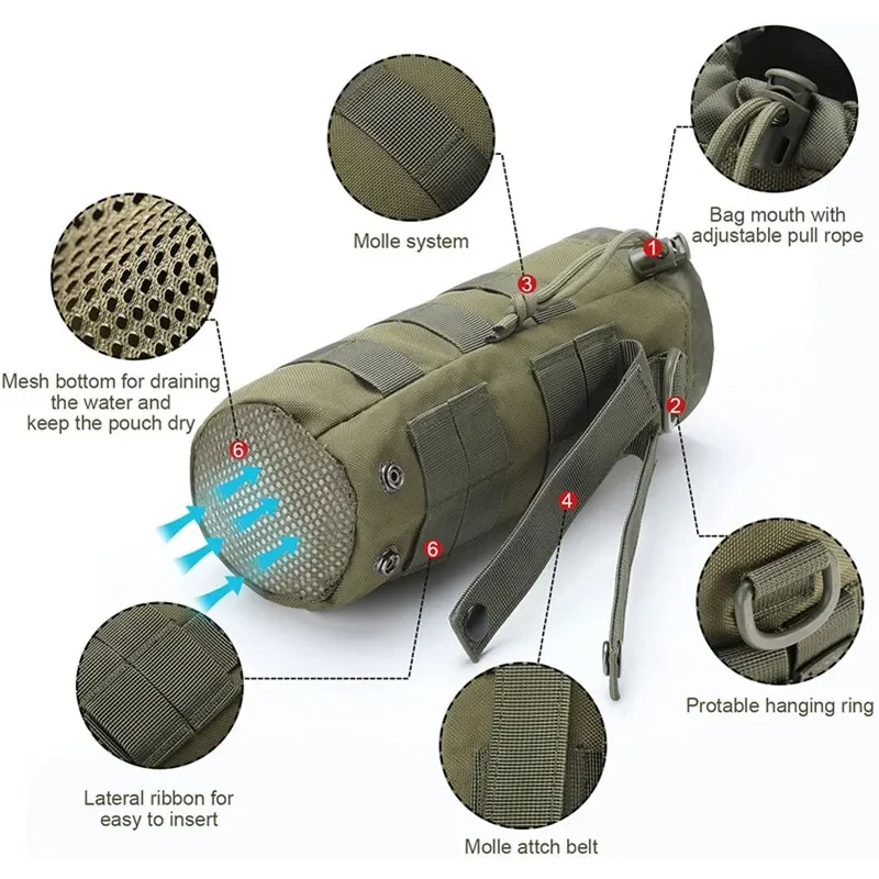 전술 Molle 물병 가방 파우치 홀더 야외 여행 캠핑 - Travel Accessories Bike 리뷰 및 가격