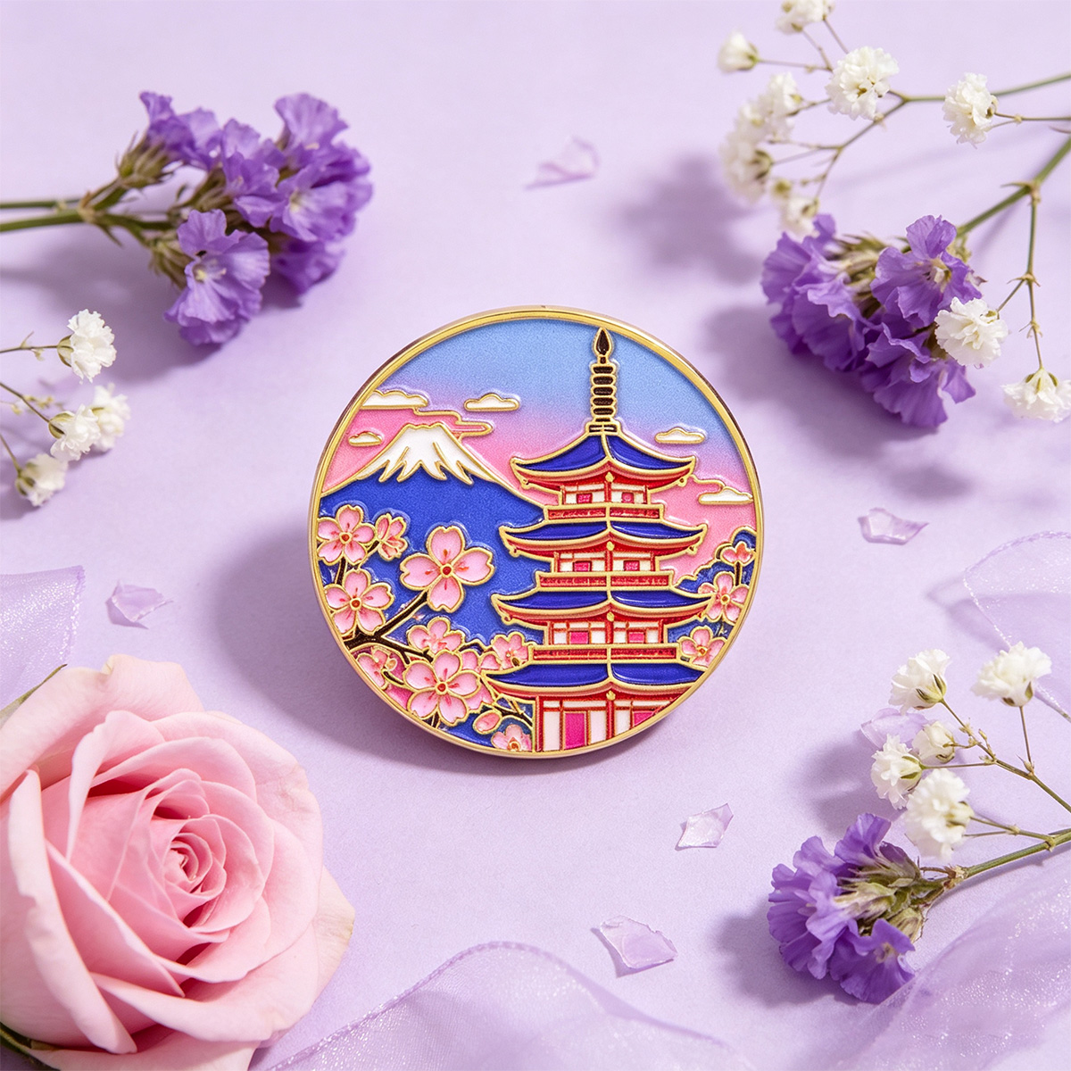 일본 벚꽃 에나멜 핀, 빈티지 라펠 브로치, 미적 감각 - Travel Accessories In Japan 리뷰 및 가격