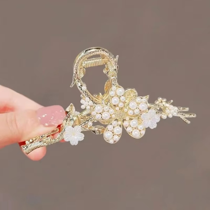 1개 메탈 헤어 클로 펄 헤어핀 빈티지 스타일 실버 헤 - Travel Accessories For Girls 리뷰 및 가격