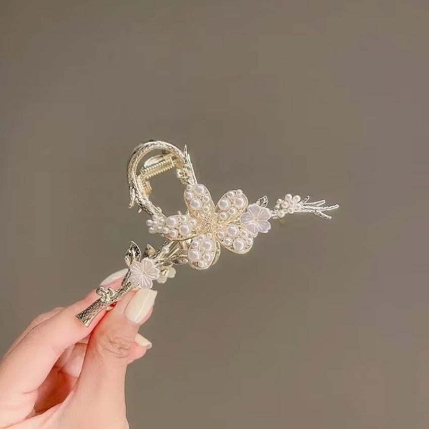 1개 메탈 헤어 클로 펄 헤어핀 빈티지 스타일 실버 헤 - Travel Accessories For Girls 리뷰 및 가격