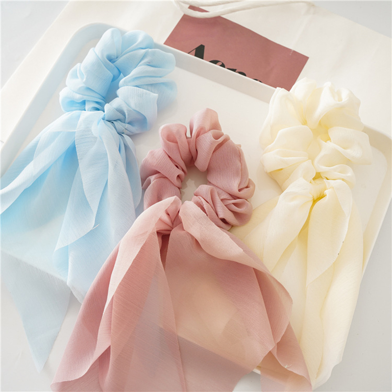 1Pc 패션 25cm 쉬폰 긴 리본 Scrunchies - Travel Accessories For Girls 리뷰 및 가격