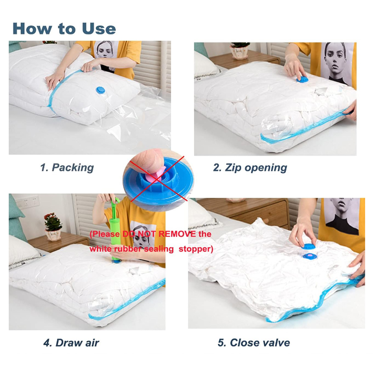 3PCS 진공 백 (밸브 또는 펌프 포함) - 옷 보관 - Travel Accessories In Store 리뷰 및 가격