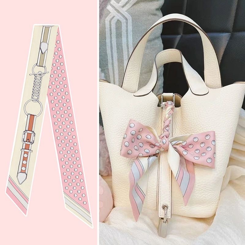 여성 여름 핑크 폴카 도트 스카프 가방 리본 장식 핸들 - Travel Accessories Pouch 리뷰 및 가격
