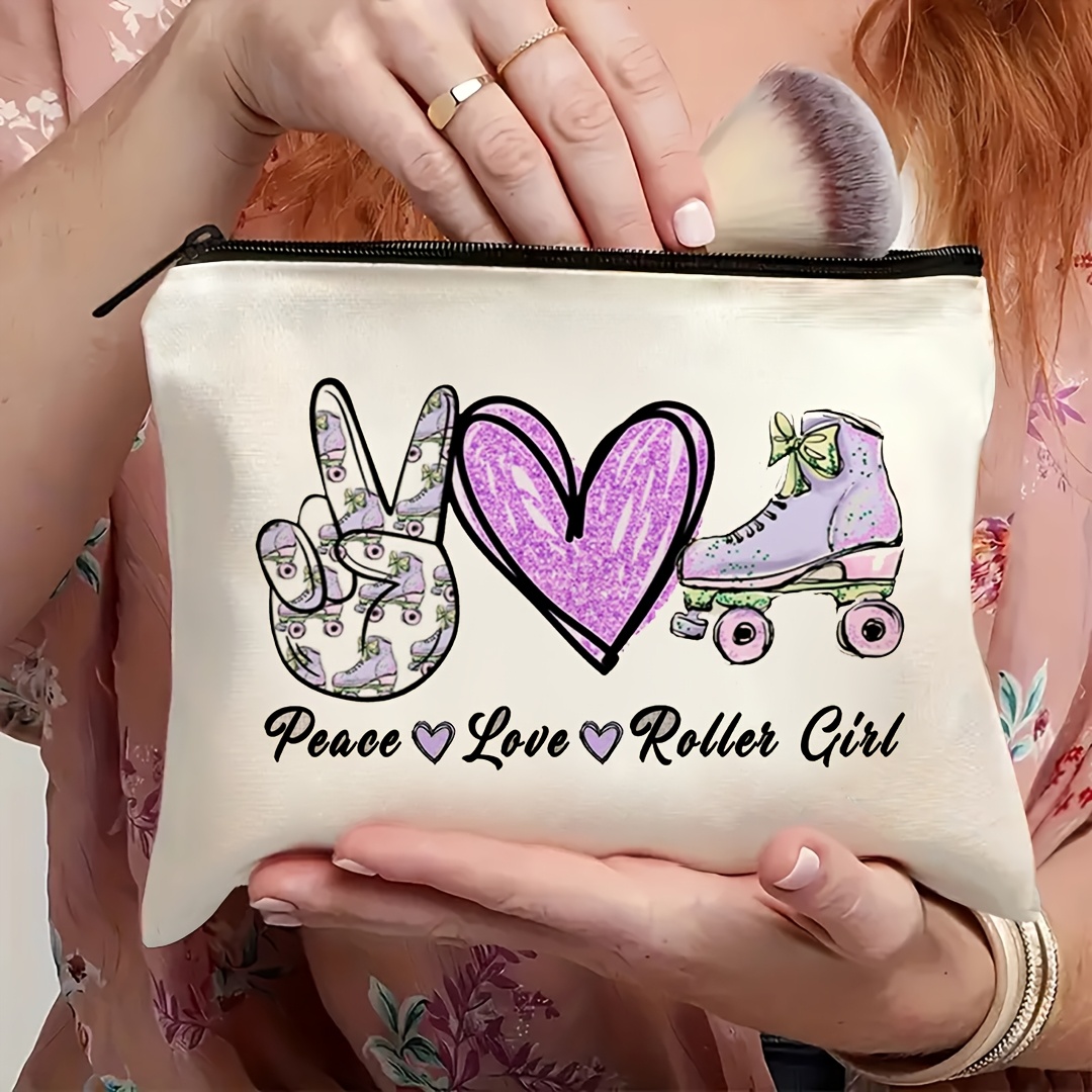 1Pc 평화, 사랑 및 롤러 스케이트 소녀 복고풍 디자 - Travel Accessories For Girls 리뷰 및 가격