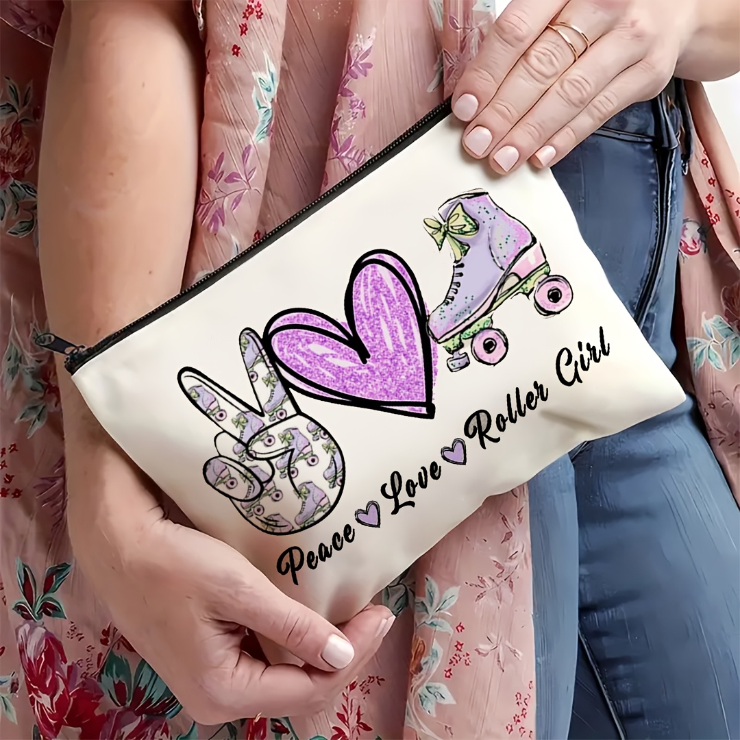 1Pc 평화, 사랑 및 롤러 스케이트 소녀 복고풍 디자 - Travel Accessories For Girls 리뷰 및 가격