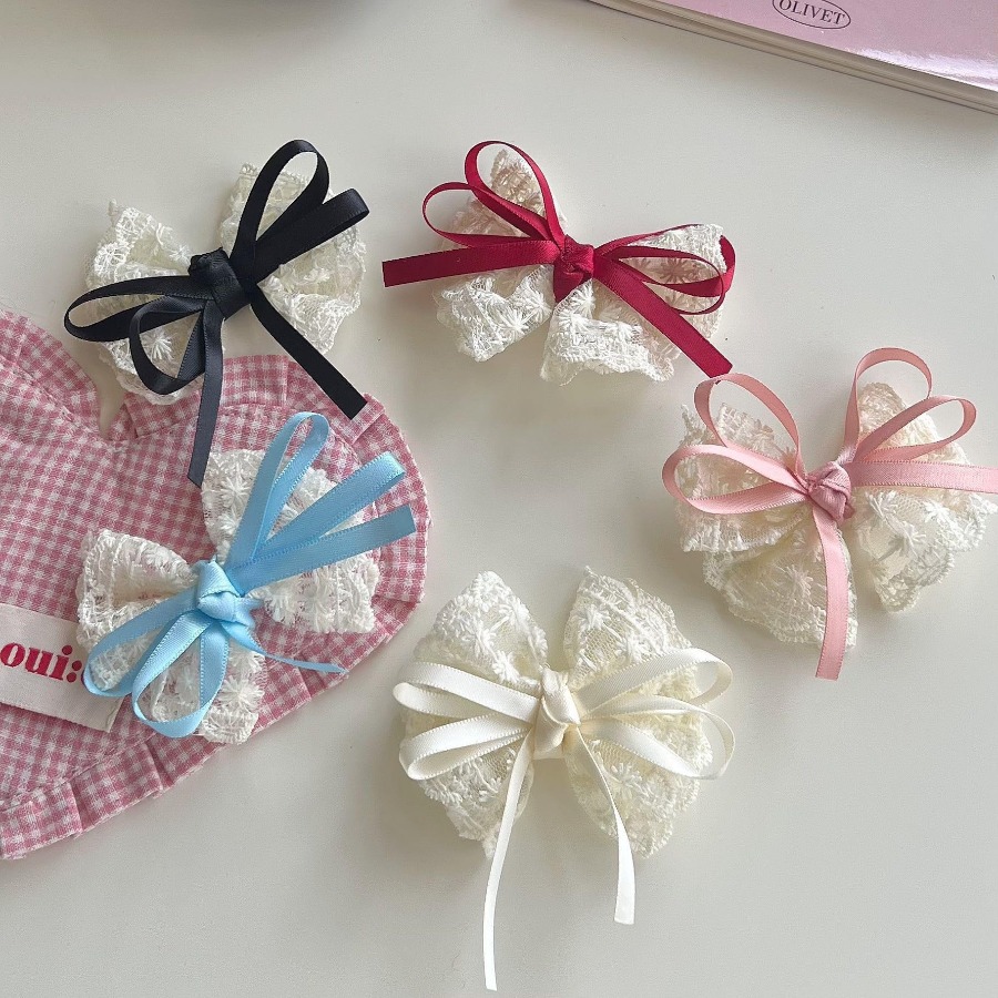 2개/세트 귀여운 레이스 리본 헤어핀, 달콤한 자수 리 - Travel Accessories Kit 리뷰 및 가격