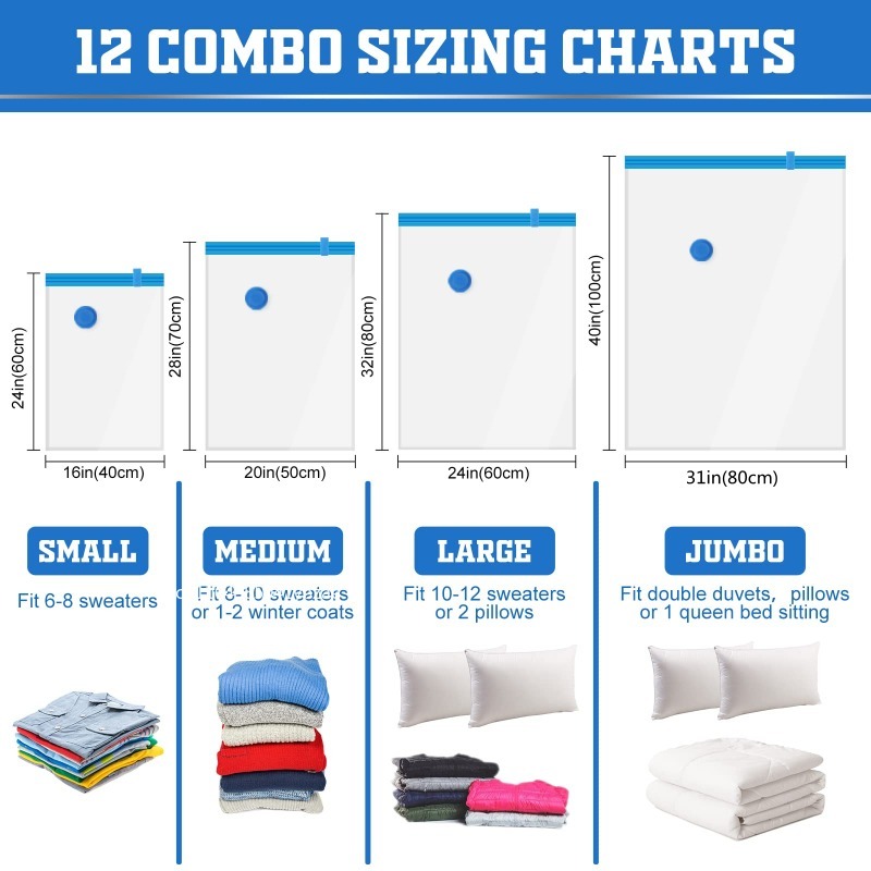 1/3/5PCS 의류 보관용 진공 가방 및 펌프 커버  - Travel Accessories In Store 리뷰 및 가격