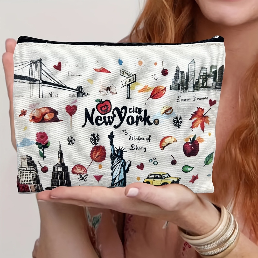1pc 유행하는 귀여운 뉴욕 기념품 지퍼 파우치 여행용 - Travel Accessories New York 리뷰 및 가격