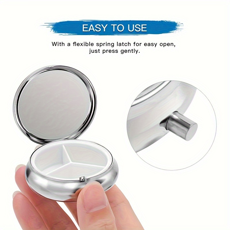 평평하고 휴대 가능한 원형 금속 알약 케이스는 약품,  - Travel Accessories In Store 리뷰 및 가격