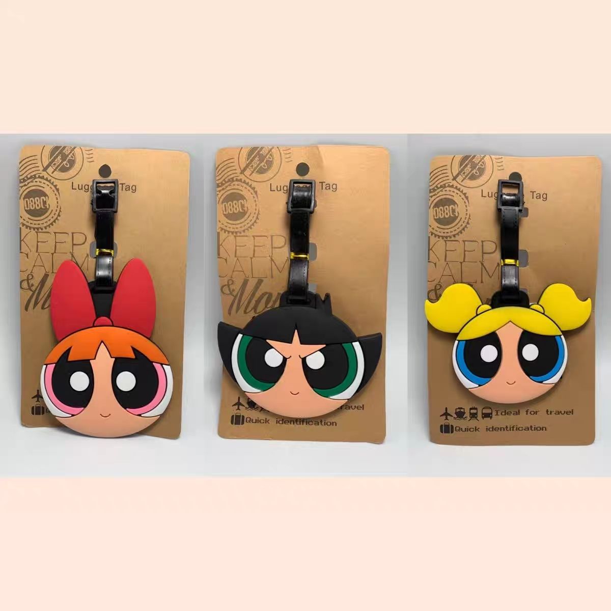 파워퍼프걸즈 가방 펜던트 귀여운 만화 캐릭터 수하물 태 - Travel Accessories International 리뷰 및 가격