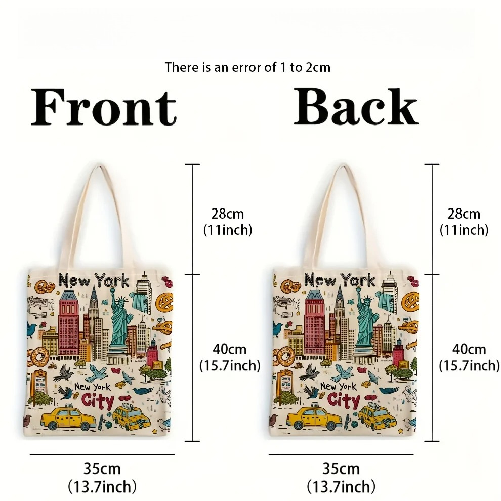 뉴욕시 캔버스 토트백 NYC 아이콘 프린트 재사용 가능 - Travel Accessories New York 리뷰 및 가격