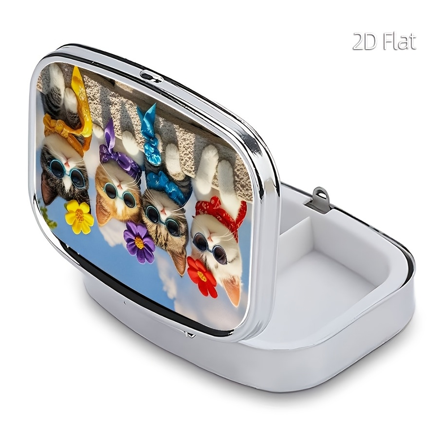 플랫 디자인, 귀여운 고양이 무늬 알약통 1개, 약 보 - Travel Accessories In Store 리뷰 및 가격